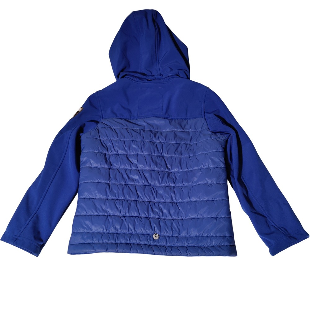 Tom Tailor Kids Blue Hybrid Puffer Softshell Hooded Jacket Size XS - Picture 2 of 11
